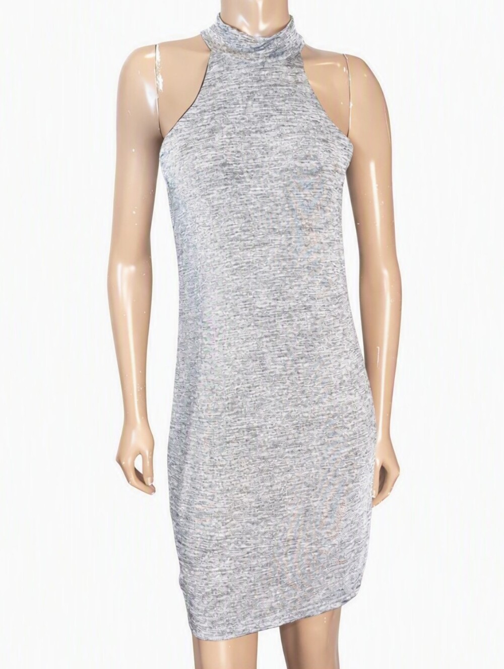 Antistar Heather Grey Mock Neck Knit Dress Sleeveless Womens Size Large Bodycon
